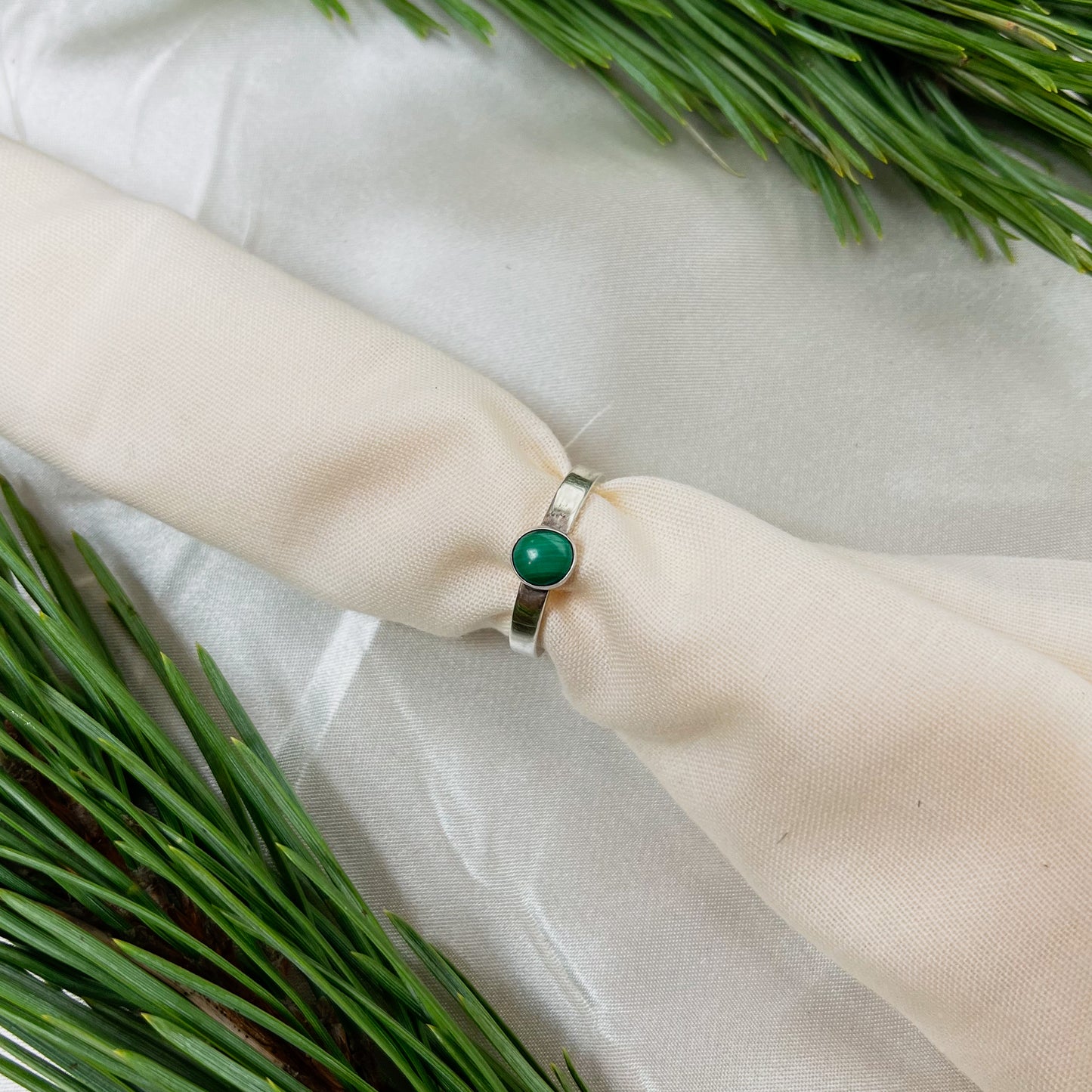 Malachite Moss Silver Ring