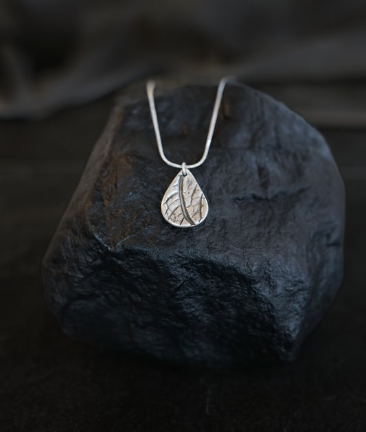 Silver Leaf Print Inspired Necklace