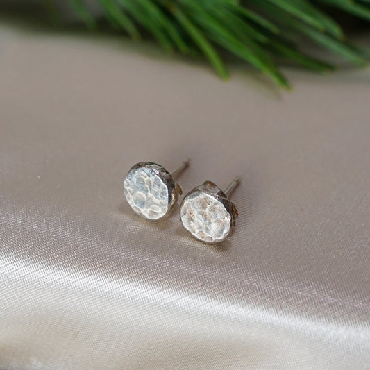 Hammered Recycled Silver Stud Earrings