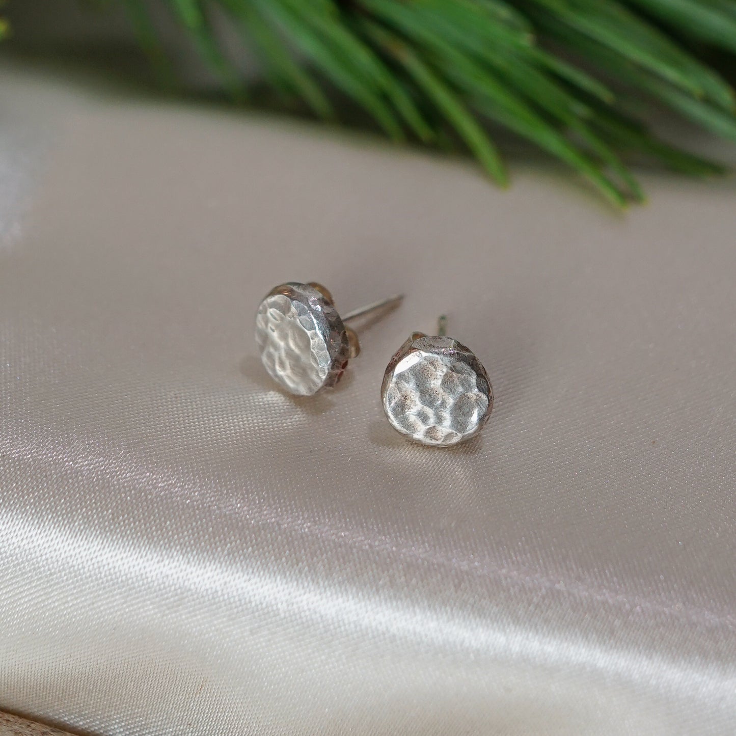Hammered Recycled Silver Stud Earrings