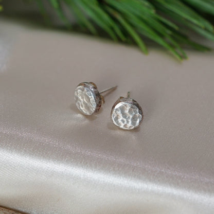 Hammered Recycled Silver Stud Earrings