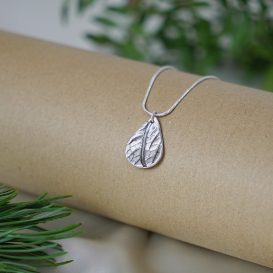 Silver Leaf Print Inspired Necklace