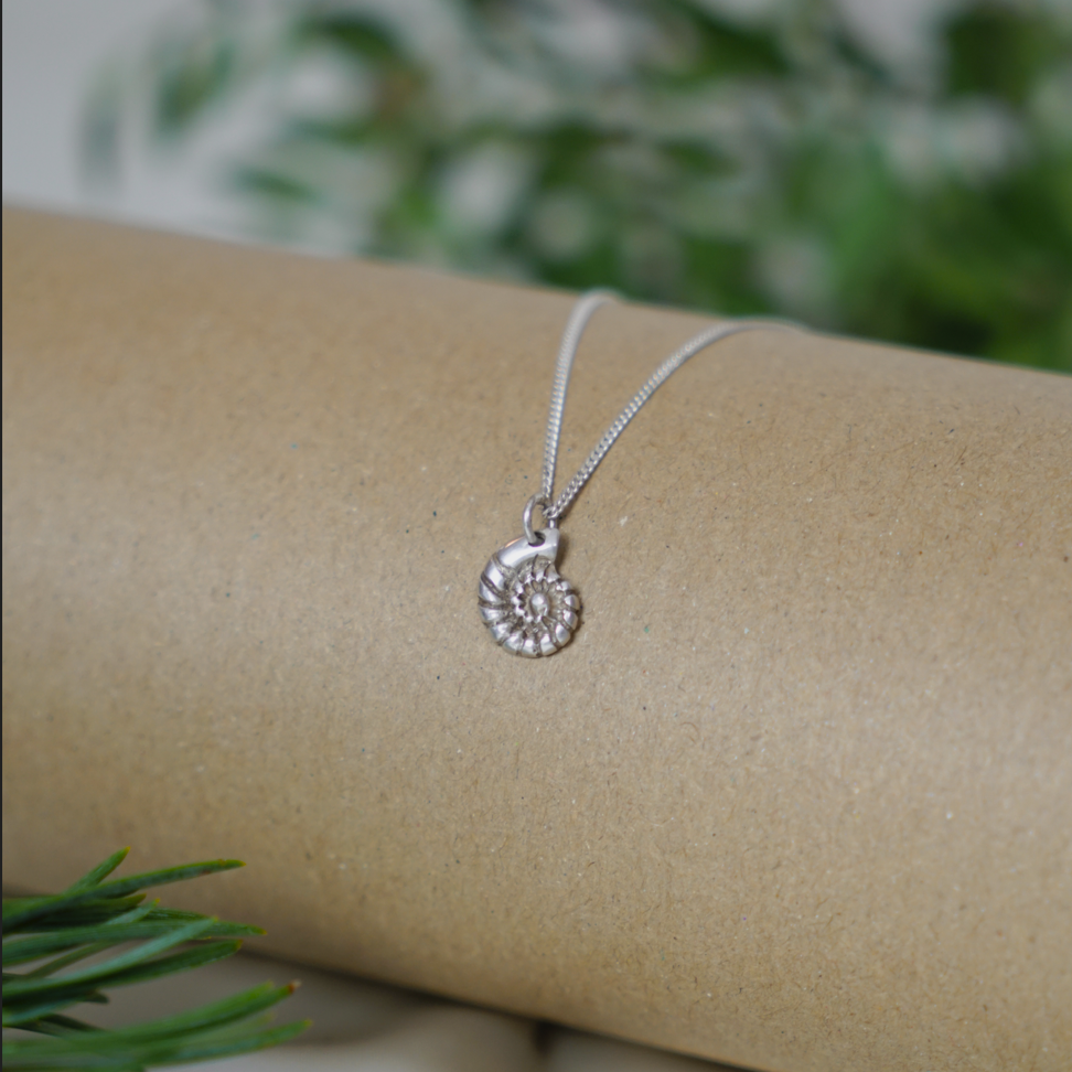 Silver Ammonite Inspired Necklace